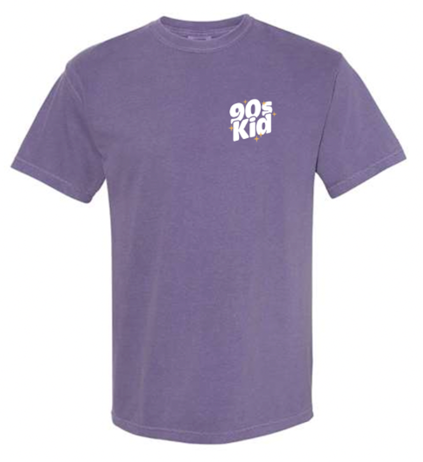 90s Kid Raising 90s Kids - Tshirt Grape/White - Puff Paint