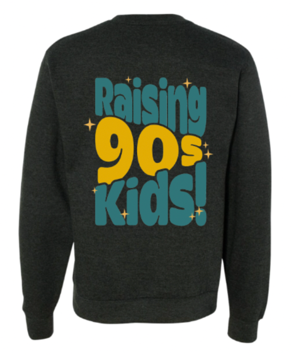 90s Kid Raising 90s Kids - Midweight Crew Charcoal -  Puff Paint